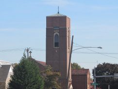 A view of the tower of St. John's Lutheran Church tower
