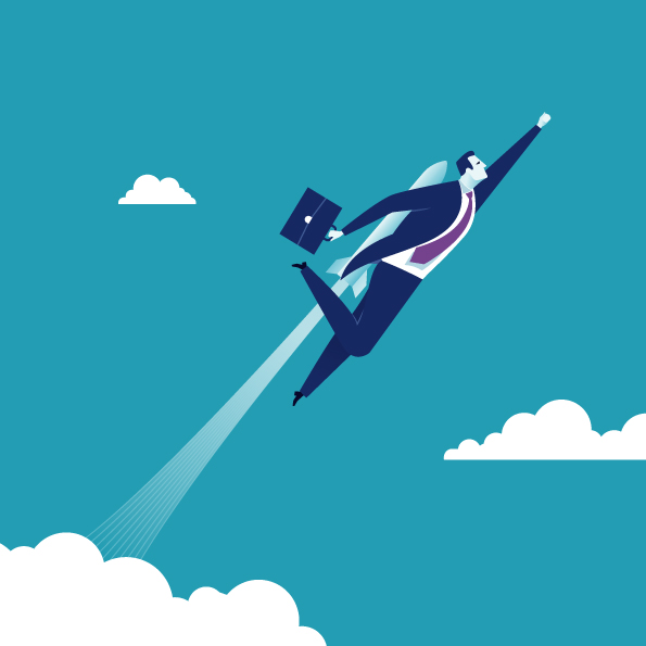 Vector graphic of business man with jetpack